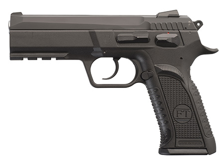 Tanfoglio IFG TFFORCEP9 Defiant Force Plus 9mm Luger Caliber with 4.40" Barrel, 16+1 Capacity, Overall Black Finish, Picatinny Rail/Beavertail Frame, Serrated Steel Slide  &  Polymer Grip