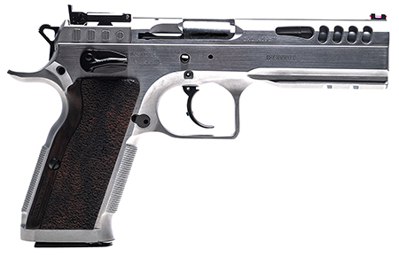 Tanfoglio IFG TFSTOCKM9 Defiant Stock Master 9mm Luger 17+1 4.75" Hard Chrome Steel/ Wood Grip
