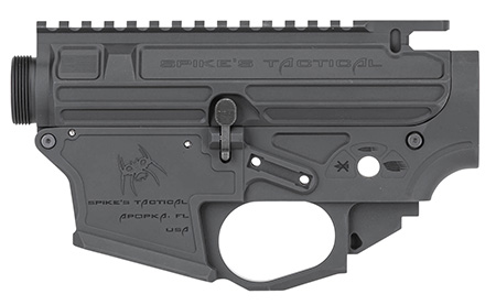Spikes Tactical STSB920 Upper/Lower Set  AR-15 9mm Compatible w/Glock Mags, Black Hardcoat Anodized