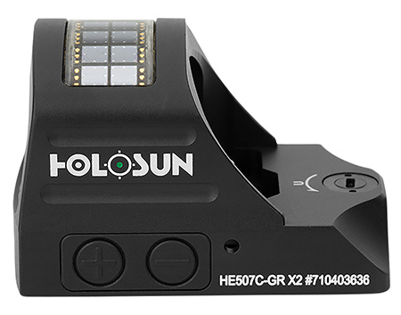 Holosun HE507CGRX2 507  Black Anodized 1 x 0.63" x 0.91" 2 MOA Green Dot/32 MOA Circle Multi Reticle