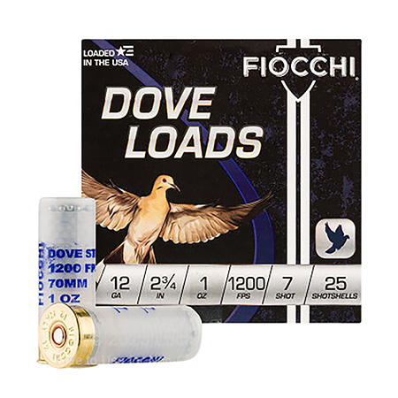 Fiocchi 12DLS17 Dove  &  Quail  12Gauge 2.75" 1oz 7Shot 25 Per Box/10 Case