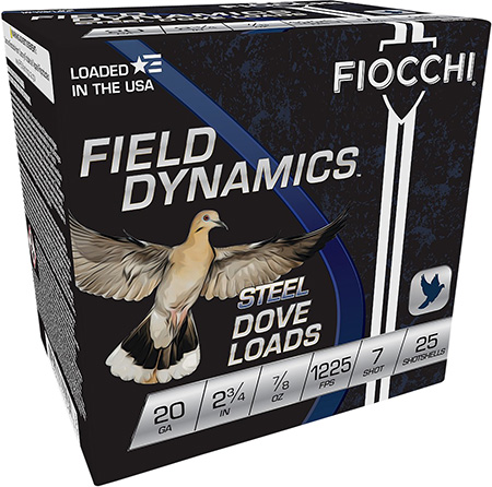 Fiocchi 20DLS7 Field Dynamics Dove  &  Quail 20Gauge 2.75" 7/8oz 7Shot 25 Per Box/10 Case