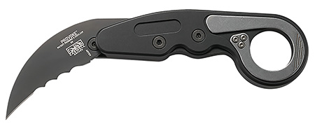 CRKT 4040V Provoke  2.41" Folding Hawkbill Veff Serrated Black TiCN D2 Steel Blade, Black Aluminum Handle, Includes Pocket Clip