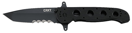 CRKT M1614SFG M16 14SFG 3.99" Folding Tanto Veff Serrated Black Teflon Coated 4116 Stainless Steel Blade/ Black G10 Handle Includes Pocket Clip