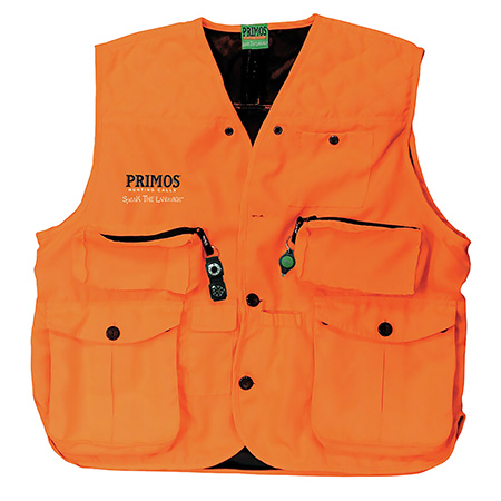 Primos 65704 Gunhunter's Hunting Vest 2XL Blaze Orange Features Compass  &  LED Light