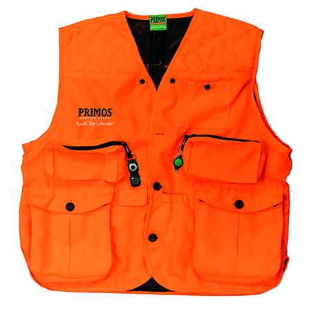 Primos 65703 Gunhunter's Hunting Vest XL Blaze Orange Features Compass  &  LED Light