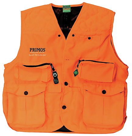 Primos 65701 Gunhunter's Hunting Vest Medium Blaze Orange Features Compass  &  LED Light