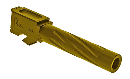 Rival Arms RA20G101E Precision Match Grade 9mm Luger Compatible w/Glock 17 Gen3-4, 4.49" Fluted Gold PVD Stainless Steel
