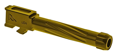 Rival Arms RA20G204E Precision V1 Match Grade 9mm Luger Compatible w/Glock 19 Gen5, 4.02" Fluted Threaded Gold PVD Stainless Steel