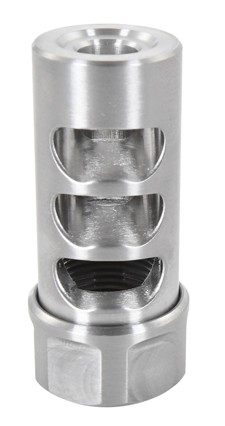 American Precision Arms G2M1230S Gen 2 Micro Bastard Self Timing Brake Stainless Steel with 1/2"-28 tpi Threads, 1.86" OAL  &  .750" Diameter for 30 Cal AR-Platform  &  Hunting Rifles