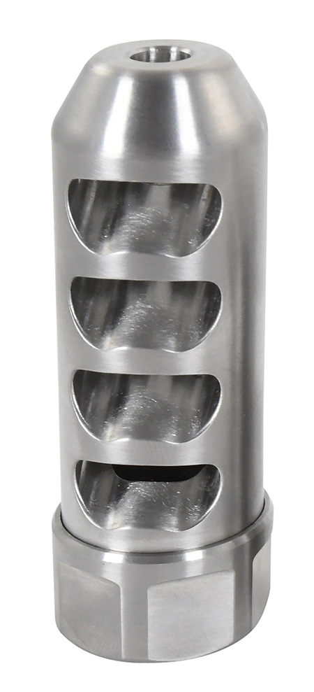 American Precision Arms G2F5838S Gen 2 Fat Bastard Self Timing Brake Stainless Steel with 5/8"-24 tpi Threads, 3.30" OAL  &  1.115" Diameter for 338 Cal Rifle