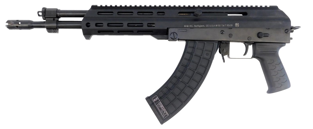 M+M Industries M10XP M10X  7.62x39mm 30+1 12.50" Barrel, Chrome Dipped Gas Piston, Polymer Handguard, Picatinny Top Rail, Ergonomic Pistol Grip, AK Magazine Compatible