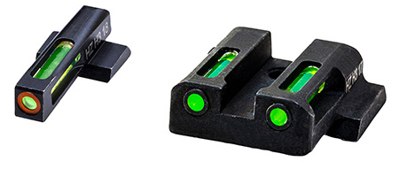 HiViz MPSN521 LiteWave H3 Sight Set for S&W Shield Green Tritium Orange Outline Front Sight-Green Fiber Optic Rear Sight