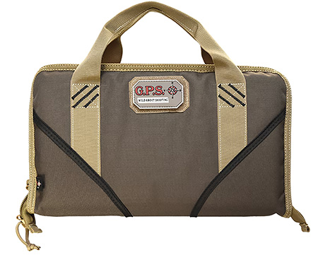 GPS Bags 1485PCMF Memory Foam Pistol Case Large Size w/ Lockable Zippers Mag Storage Pockets  &  Black Finish Holds 1 Handgun