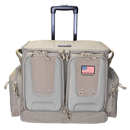 GPS Bags GPST2112ROB Tactical Rolling Tan 1000D Nylon Teflon Coating with Foam Cradle Holds 6 Handguns, Storage Pockets Holds 4 Additional Guns, Telescoping Handle  &  ATV Wheels