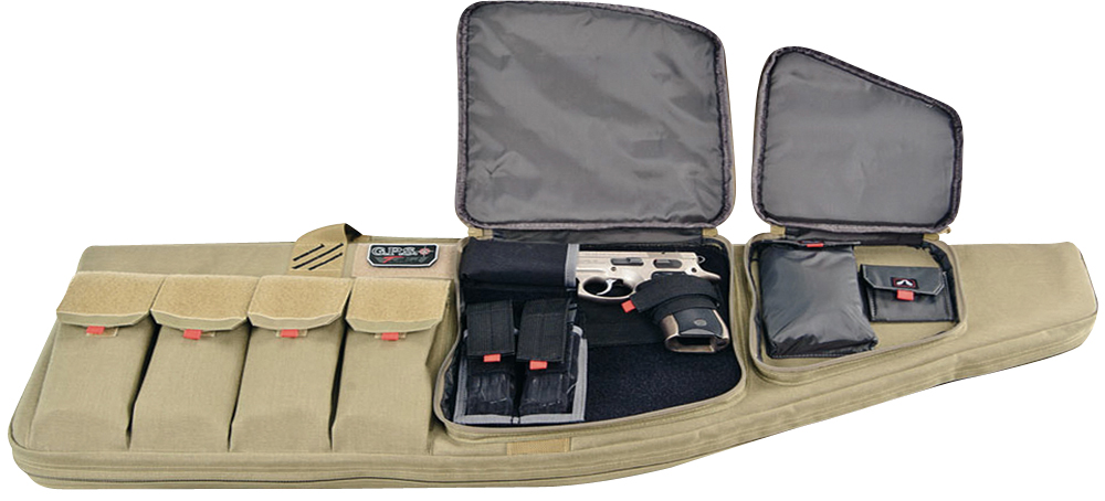GPS Bags T42ART Tactical AR Case 42" Tan 1000D Nylon with Mag  &  Storage Pockets, Lockable Zippers, External Handgun Pocket  &  Visual ID Storage System