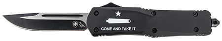 Templar Knife LCATI331 Gen II Come And Take It Large 3.50" OTF Drop Point Plain Black Oxide Stonewashed 440C SS Blade, 5.25" Black "Come And Take It" Aluminum Handle, Glass Breaker