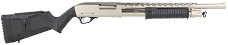 Rock Island AGM5 All Generations  12 Gauge Pump 3" 5+1 18.50" with Heat Shield, Nickel Barrel/Rec, Black Synthetic Furniture, Adj. Comb Stock