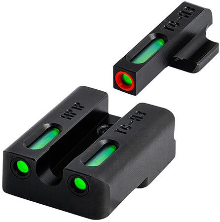 TruGlo TG13KS1PC TFX Pro  Black | Green Tritium  &  Fiber Optic Orange Outline Front Sight Green Tritium  &  Fiber Optic Rear Sight