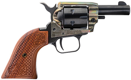 Heritage Mfg BK22CH2WBRN10 Barkeep  22 LR 6 Shot, 2.67" Black Oxide Steel Barrel, Simulated Case Hardened Zinc Alloy Frame, Black Oxide Cylinder, Custom Scroll Wood Grip, Manual Safety, Exposed Hammer