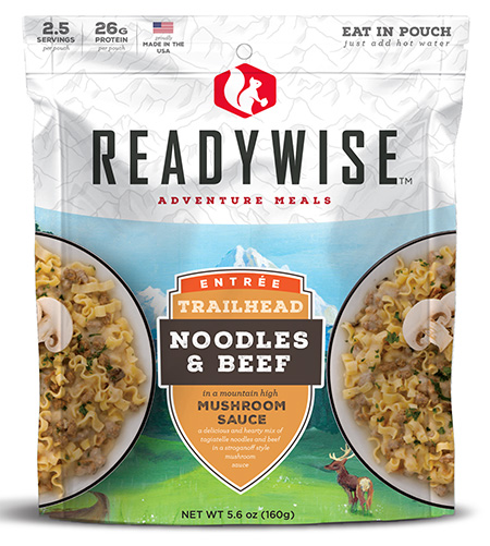 ReadyWise RW05004 Trailhead Noodles  &  Beef  2.5 Servings In A Resealable Pouch, 6 Per Case