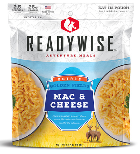 ReadyWise RW05009 Outdoor Food Kit Golden Fields Mac and Cheese 2.5 Servings In A Resealable Pouch, 6 Per Case