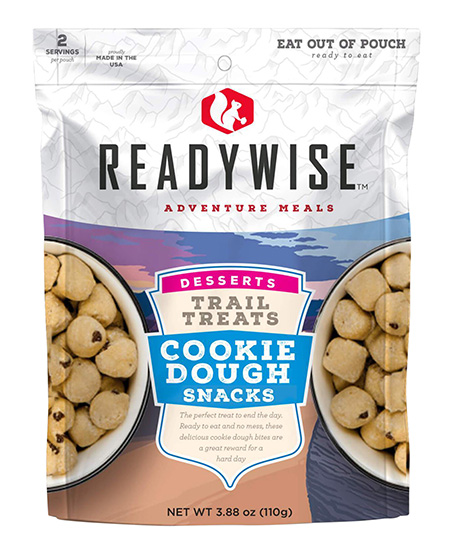 ReadyWise RW05013 Outdoor Food Kit Trail Treats Cookie Dough Snacks 2 Servings In A Resealable Pouch, 6 Per Case