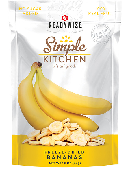 ReadyWise SK05007 Simple Kitchen Freeze Dried Fruit Bananas 1 Serving Pouch 6 Per Case