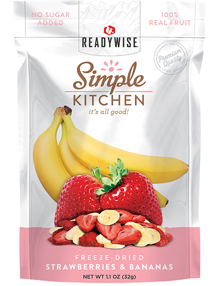 ReadyWise SK05009 Simple Kitchen Freeze Dried Fruit Strawberry  &  Bananas 1 Serving Pouch 6 Per Case