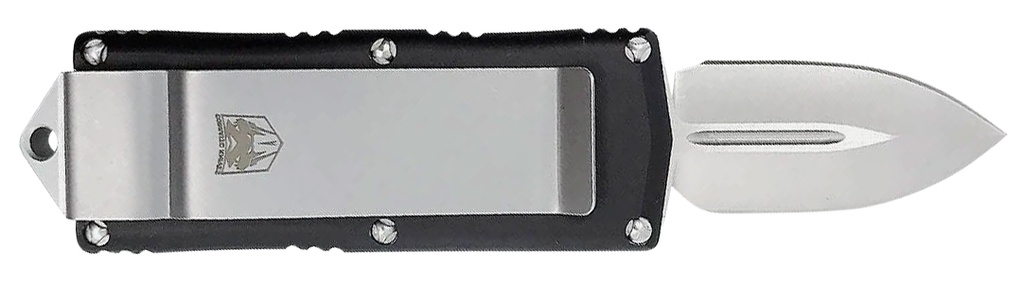 CobraTec Knives BLKOTFMC Money Clip  1.75" OTF Plain D2 Steel Blade/Black Aluminum Handle Includes Pocket Clip