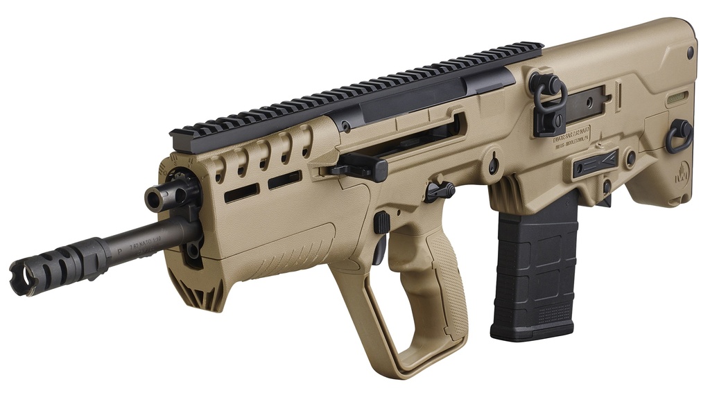 IWI US T7F2010 Tavor 7 7.62x51mm NATO Caliber with 20" Barrel, 10+1 Capacity, Flat Dark Earth Metal Finish, Flat Dark Earth Fixed Bullpup Stock  &  Polymer Grip Ambidextrous Hand