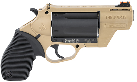 Taurus 2-441021FDE Judge Public Defender 45 Colt (LC)/410 Gauge 5rd 2.50" Flat Dark Earth Barrel  &  Frame Matte Black Cylinder Black Ribber Grip