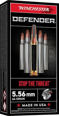 Winchester Ammo S556PDB Defender  5.56x45mmNATO 64gr Bonded Solid Base 20 Per Box/10 Case