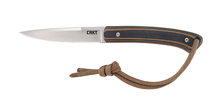 CRKT 2382 Biwa  3.02" Fixed Plain Satin 8Cr13MoV SS Blade/Black/Brown G10 Handle Includes Lanyard/Sheath