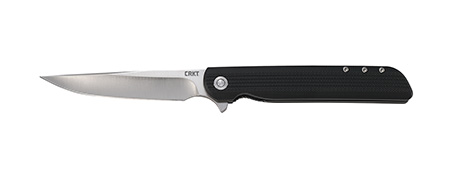 CRKT 3810 LCK +  Large 3.62" Folding Drop Point Plain Satin 8Cr13MoV SS Blade/ Black GRN Handle Includes Pocket Clip