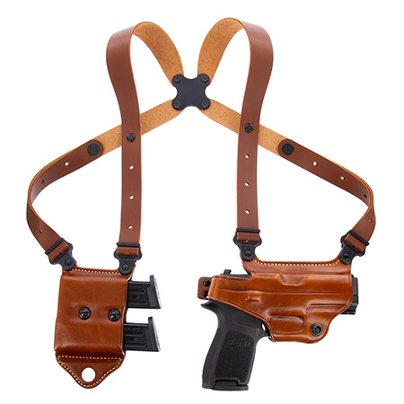 Galco MCII250 Miami Classic II Shoulder System Size Fits Chest Up To 56" Tan Leather Harness Fits Sig P229 Fits Sig P226 Fits Sig P228 Right Hand