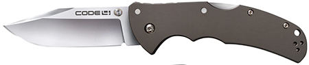Cold Steel CS58PC Code 4  3.50" Folding Clip Point Plain Satin Polished S35VN SS Blade/Anodized Gun Metal Gray Aluminum Handle Includes Pocket Clip