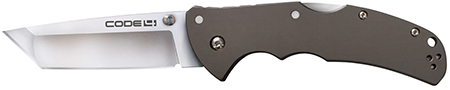 Cold Steel CS58PT Code 4  3.50" Folding Tanto Plain Satin Polished S35VN SS Blade/Anodized Gun Metal Gray Aluminum Handle Includes Pocket Clip