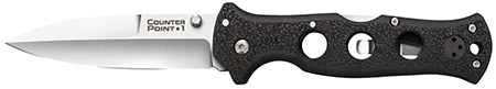 Cold Steel CS10AB Counter Point I 4" Folding Spear Point Plain Satin AUS-10A SS Blade/ Black Griv-Ex Handle Includes Pocket Clip