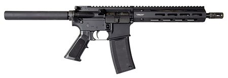 Troy Ind SPSTCA310BTB1 A3  223 Rem Caliber with 10.50" Barrel, 30+1 Capacity, Black Metal Finish, Fixed Pistol Grip Stock  &  Black Polymer Grip Right Hand