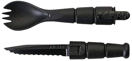 Ka-Bar 9909 Spork/Knife  Black Creamid 2.50" Serrated 6.88" Long