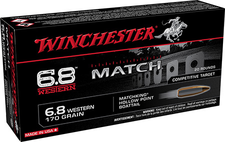 Winchester Ammo S68WM Match  6.8Western 170gr Sierra MatchKing BTHP 20 Per Box/10 Case