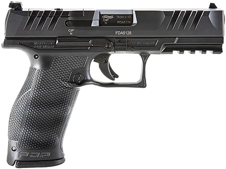 Walther Arms 2842475 PDP  9mm Luger 18+1 4.50" Black Polygonal Rifled Barrel, Black Optic Ready/Serrated Steel Slide, Black Polymer Frame w/Picatinny Rail, Ambidextrous