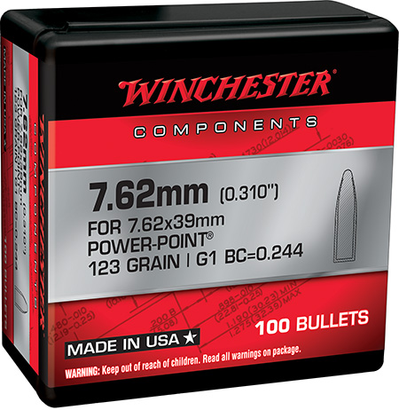 Winchester Ammo WB762P123X Centerfire Rifle  7.62mm 123gr Power Point 100 Per Box/10 Case