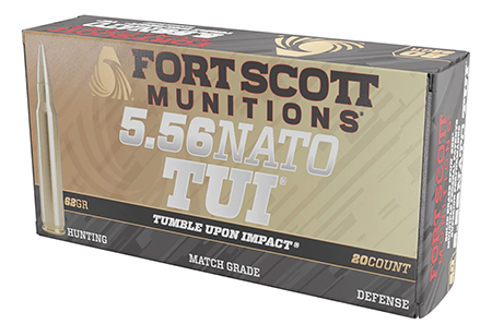 Fort Scott Munitions 556062SBV1 Tumble Upon Impact (TUI)  5.56x45mmNATO 62gr Solid Brass Spun 20 Per Box/25 Case