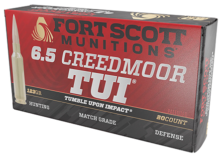 Fort Scott Munitions 65CM123SCV11 Tumble Upon Impact (TUI) Rifle 6.5Creedmoor 123gr Solid Copper Spun 20 Per Box/10 Case