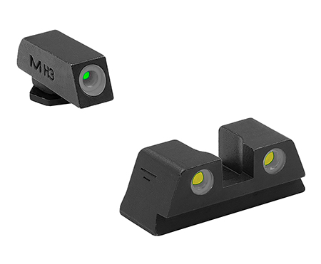 Meprolight USA 102203201 Tru-Dot  Green Tritium White Outline Front Sight-Yellow Tritium White Outline Rear Sight Glock 42/43/43X/48
