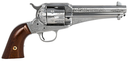 Taylors  &  Company 550408 1875 Army Outlaw 45 Colt (LC) Caliber with 5.50" Barrel, 6rd Capacity Cylinder, Overall White Engraved Finish Steel  &  Walnut Grip