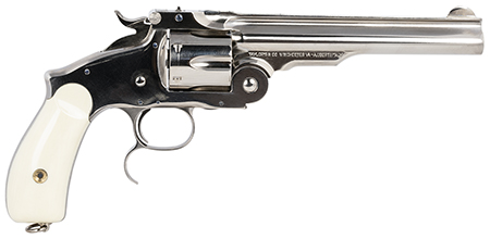 Taylors  &  Company 550692 Russian  45 Colt (LC) Caliber with 6.50"  Barrel, 6rd Capacity Cylinder, Overall Nickel-Plated Finish Steel   &  Ivory Synthetic Grip