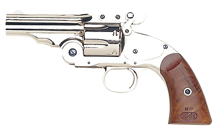 Taylors  &  Company 550675 Schofield Top Break 44-40 Win Caliber with 5" Barrel, 6rd Capacity Cylinder, Overall Nickel-Plated Finish Steel  &  Walnut Grip